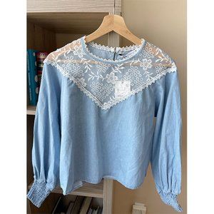 Zara Embroidered Organza Blouse M